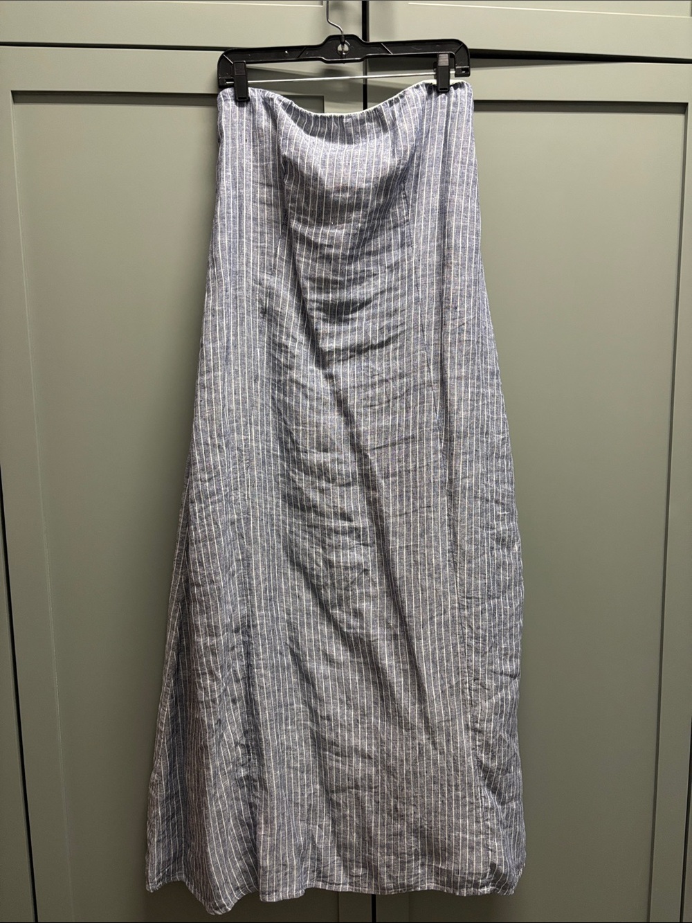 Quince Blue and White Striped Linen Maxi Skirt Dress